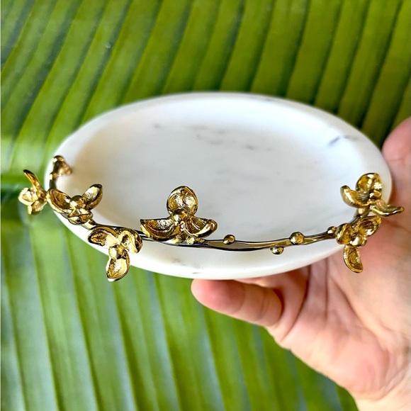 Only 1 left in stock ! Michael Aram bittersweet trinket tray marble gold - Picture 2 of 12